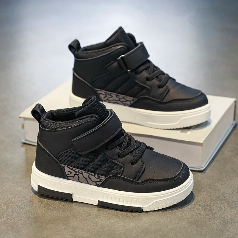 Brand Kids Board Shoes High Top Boys Girls Sneakers Leather Waterproof