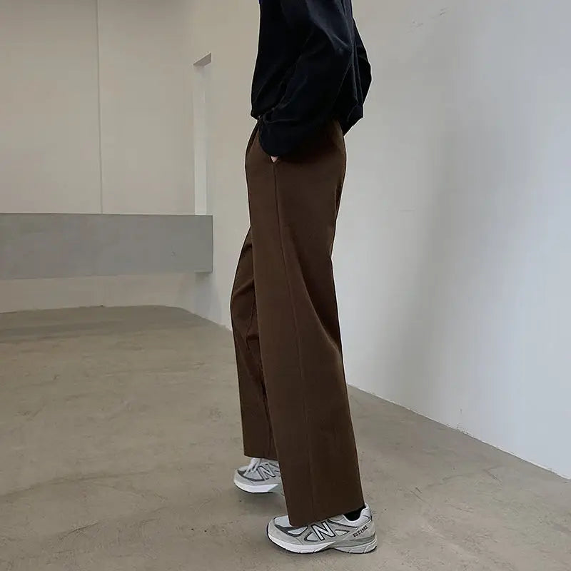 Thick Woolen Pants Men Warm Fashion Cotton Black/Brown Suit Pants Men Loose