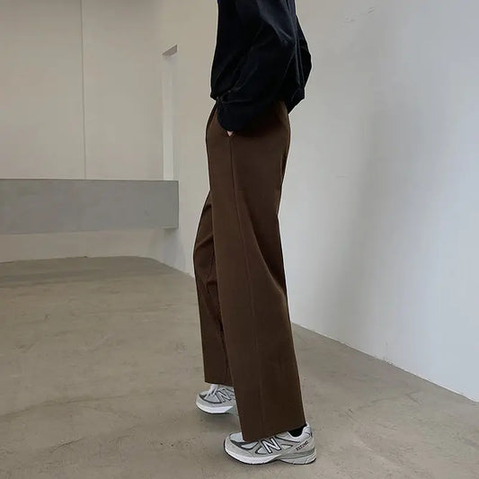 Thick Woolen Pants Men Warm Fashion Cotton Black/Brown Suit Pants Men Loose Straight Pants Mens