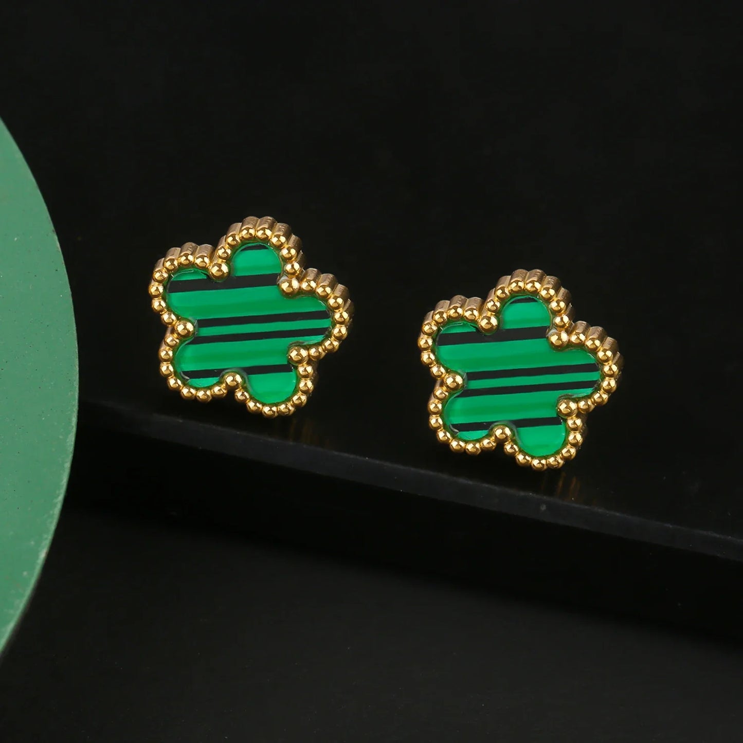 INS Hot Sale Stainless Steel Five Laef Flower Clover Bracelet Jewelry Set Necklace Earrings For Woman Daily Wear Brand Jewelry