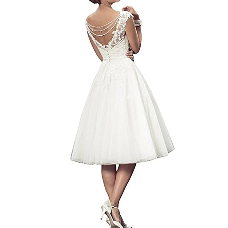 White Bridesmaid Dresses: White Lace Bride Wedding Dresses Sleeveless Back