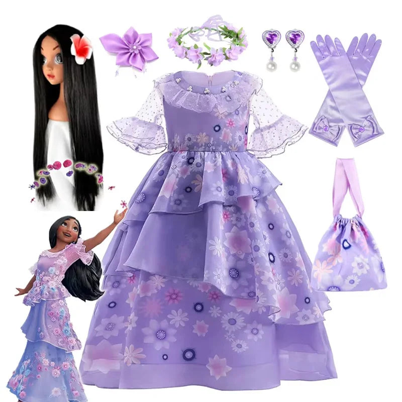 Princess Purple Fancy Ruffles Birthday Party Dress Up Gown For Girls Halloween