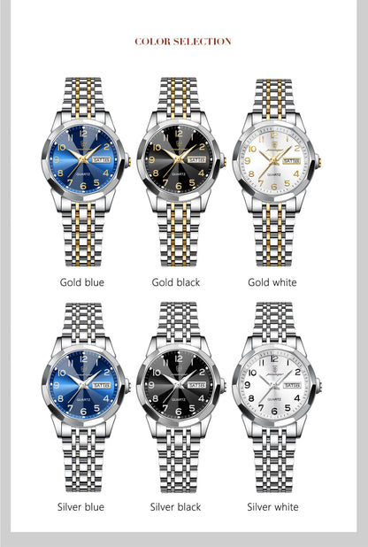 POEDAGAR Fashion Ladies Watch Waterproof Luminous Date Week Watch for Woman High Quality Stainless Steel Women's Quartz Watches