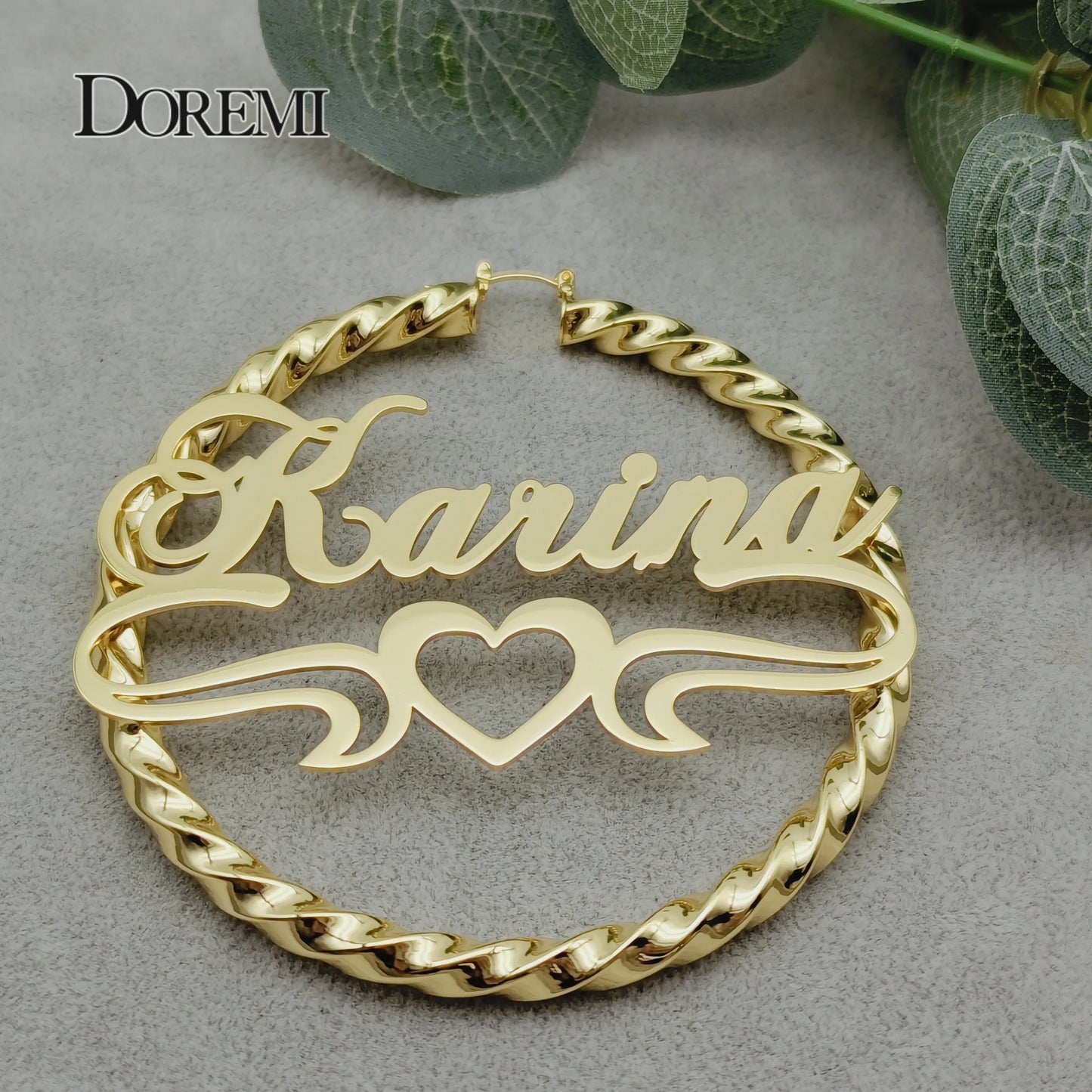 DOREMI 30/50/70/90MM Custom Name Earring Big Hoops Cat Character Stainless Hip Hop Style Earrings Custom Earrings for Women Gift