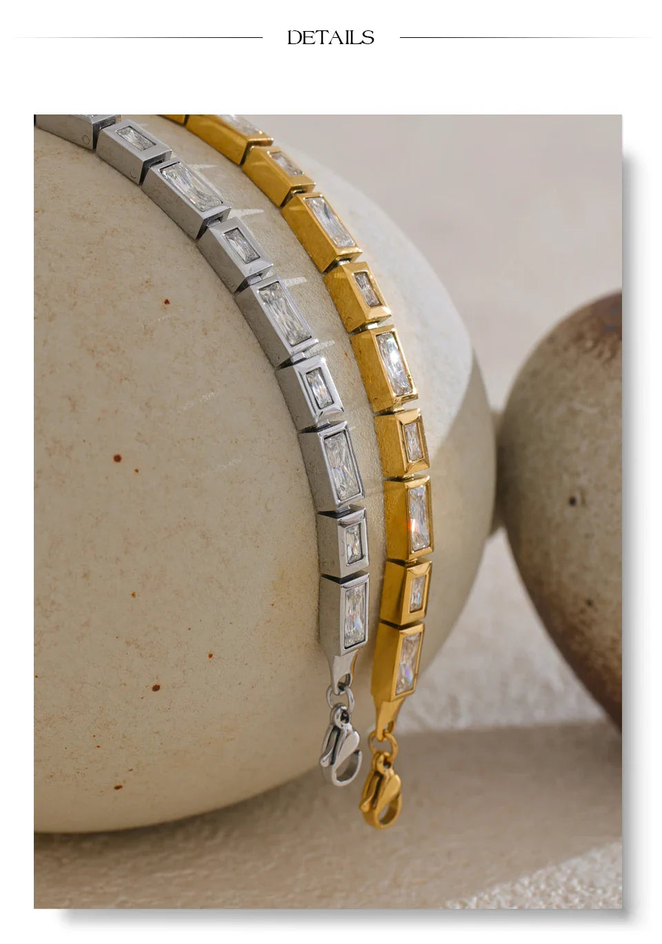 Yhpup Waterproof High Quality Shiny Cubic Zirconia Chain Premium Bracelet Bangle Stainless Steel New Jewelry