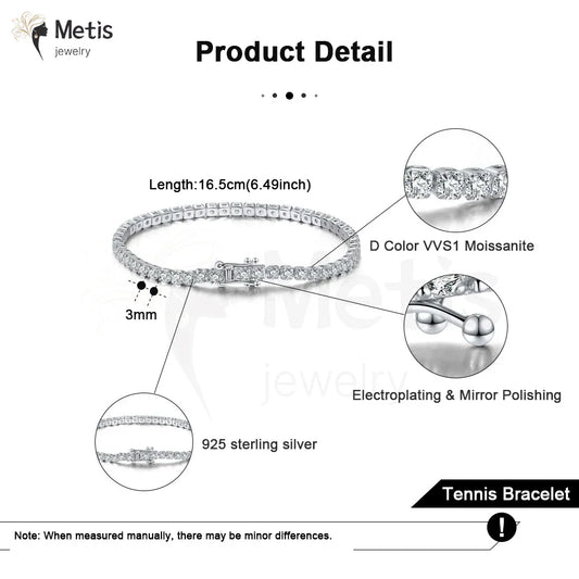 Dainty Full Moissanite Tennis Bracelet 18k Gold Plated 925 Sterling Silver D Color Lab Created Diamond Bracelet for Women Men