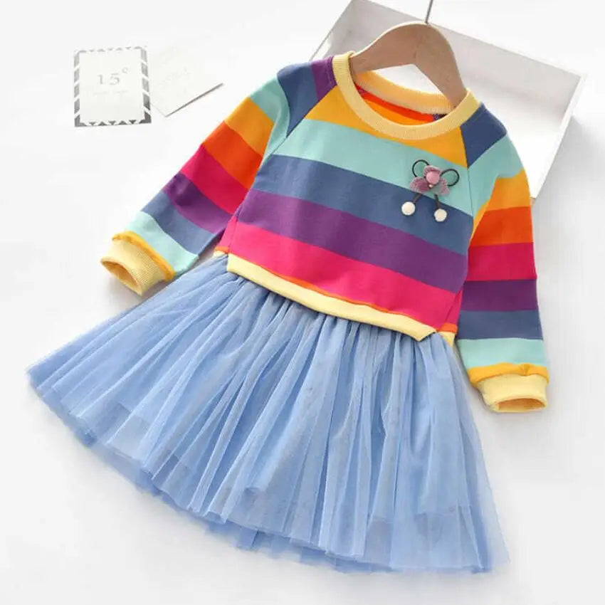 Baby Girls Dress Princess Autumn Sweater Fleece Gauze Tutu Dresses