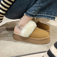 Winter Fashion Slippers Fashion Thick Fur Platform Flat Heel Women's Casual