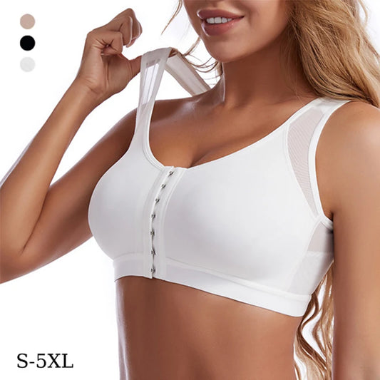 Front Closure Posture Corrector Lift Up Bra Women Push Up Cross Back Underwear
