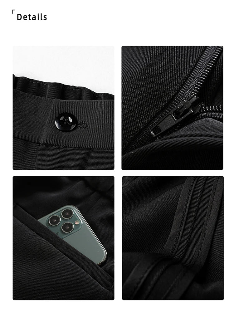 Spring Autumn Casual Pants Men Korean Fashion Stretched Polyester Loose Draped