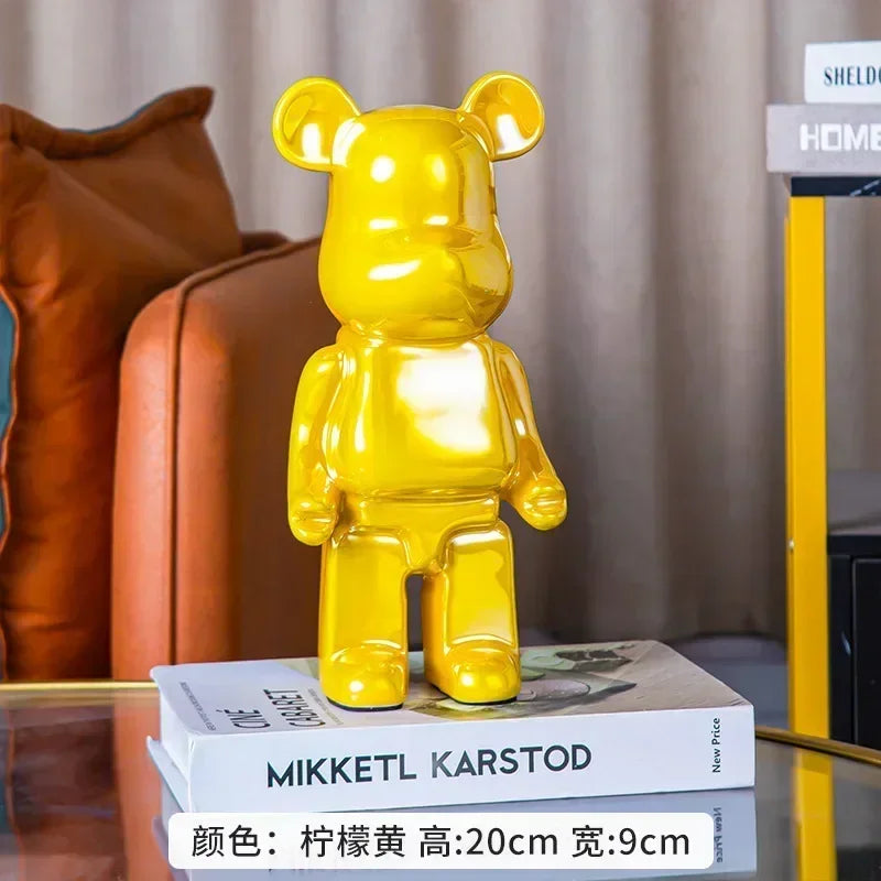 28cm Aesthetic Bear Figure Ceramics Plating Violent Bear Statue Animal Figurine Sculpture Luxury Living Room Decoration Ornament