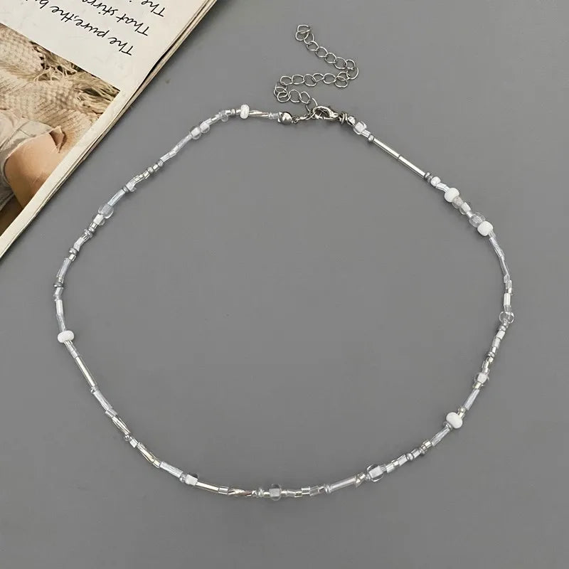 1 pc Irregualr Glasses Beads Choker Necklace for Women Fashion Trendy Popular Short Neck Jewelry Colorful Necklace  Wholesale