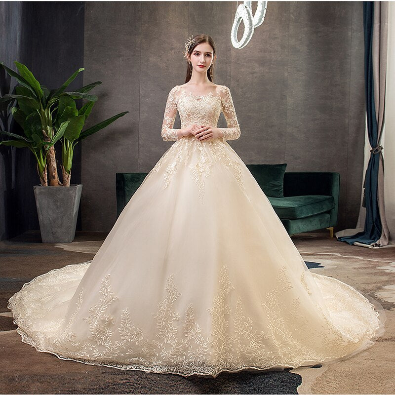 White Bridesmaid Dresses: White Ivory Champagne Wedding Dresses With Sleeve Illusion