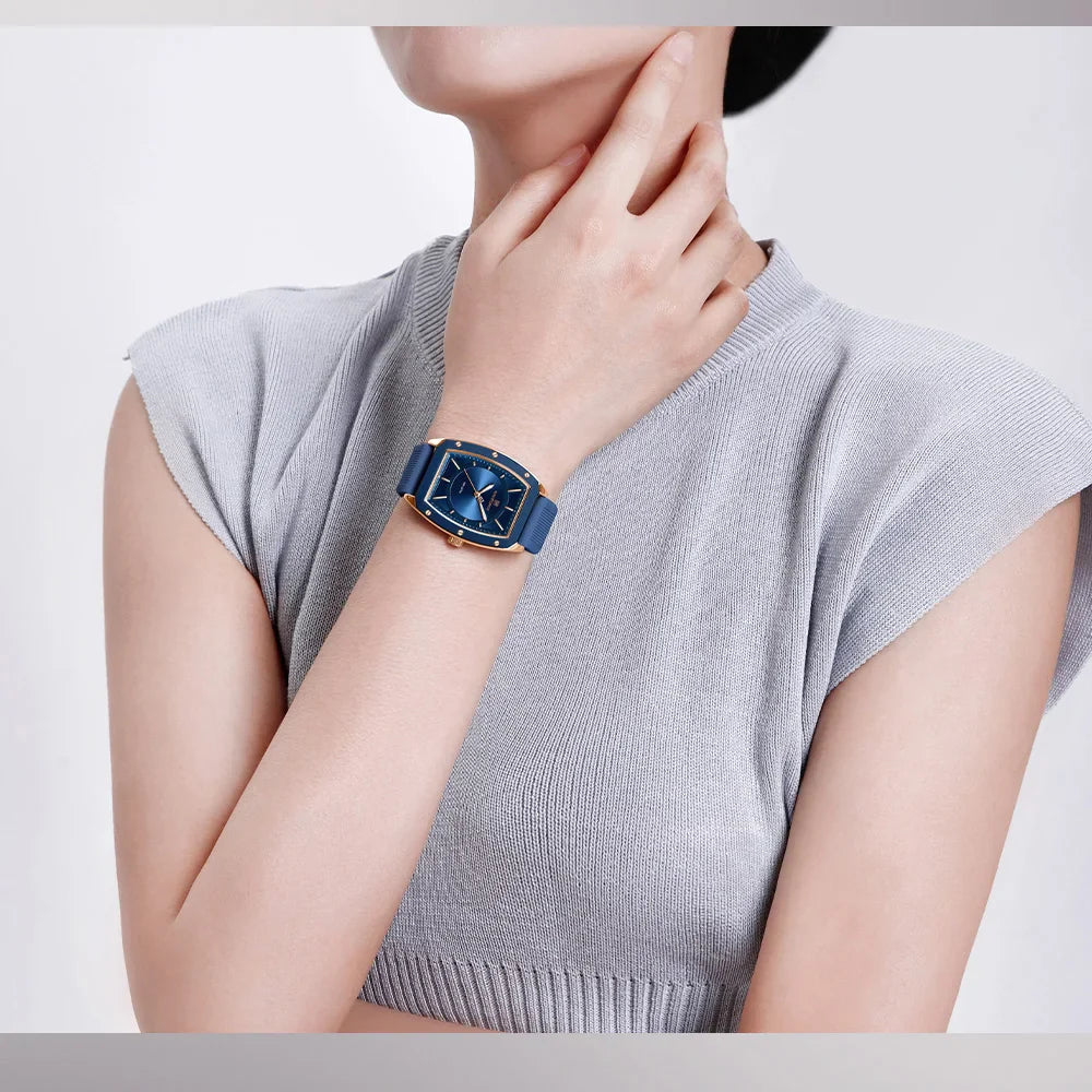 NAVIFORCE Top Brand Women Tonneau Watches Fashion Ladies Quartz Watch Silicone Strap Gift Female Wristwatch Relojes Para Mujer