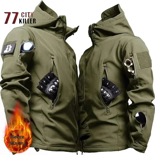 Shark Skin Soft Shell Tactical Jacket Men Fleece Waterproof Mens Jackets