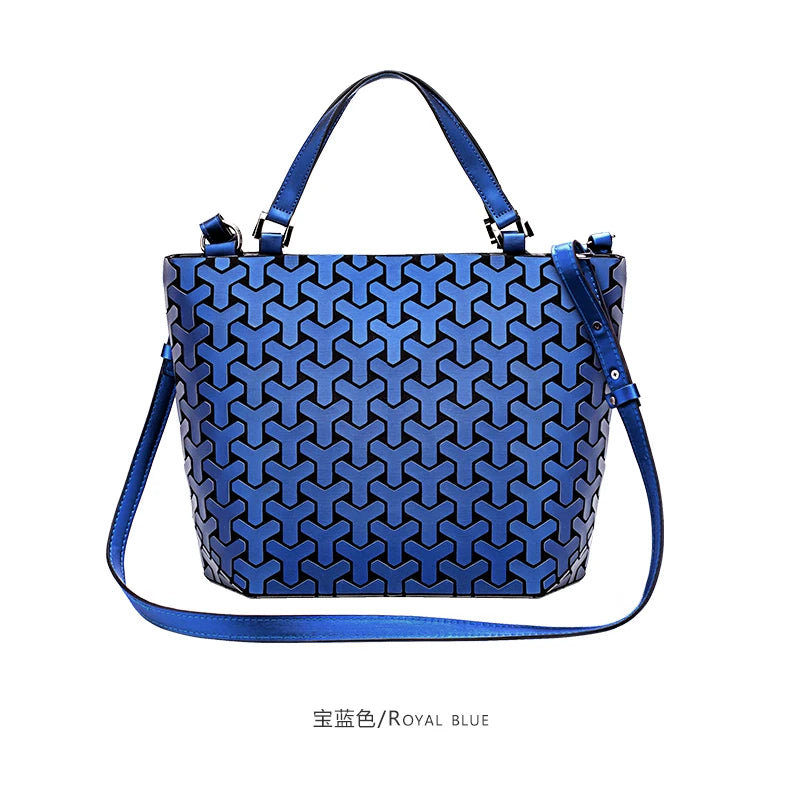 Luminous reflective  Bag Geometric Tote Folding Shoulder Bags for women