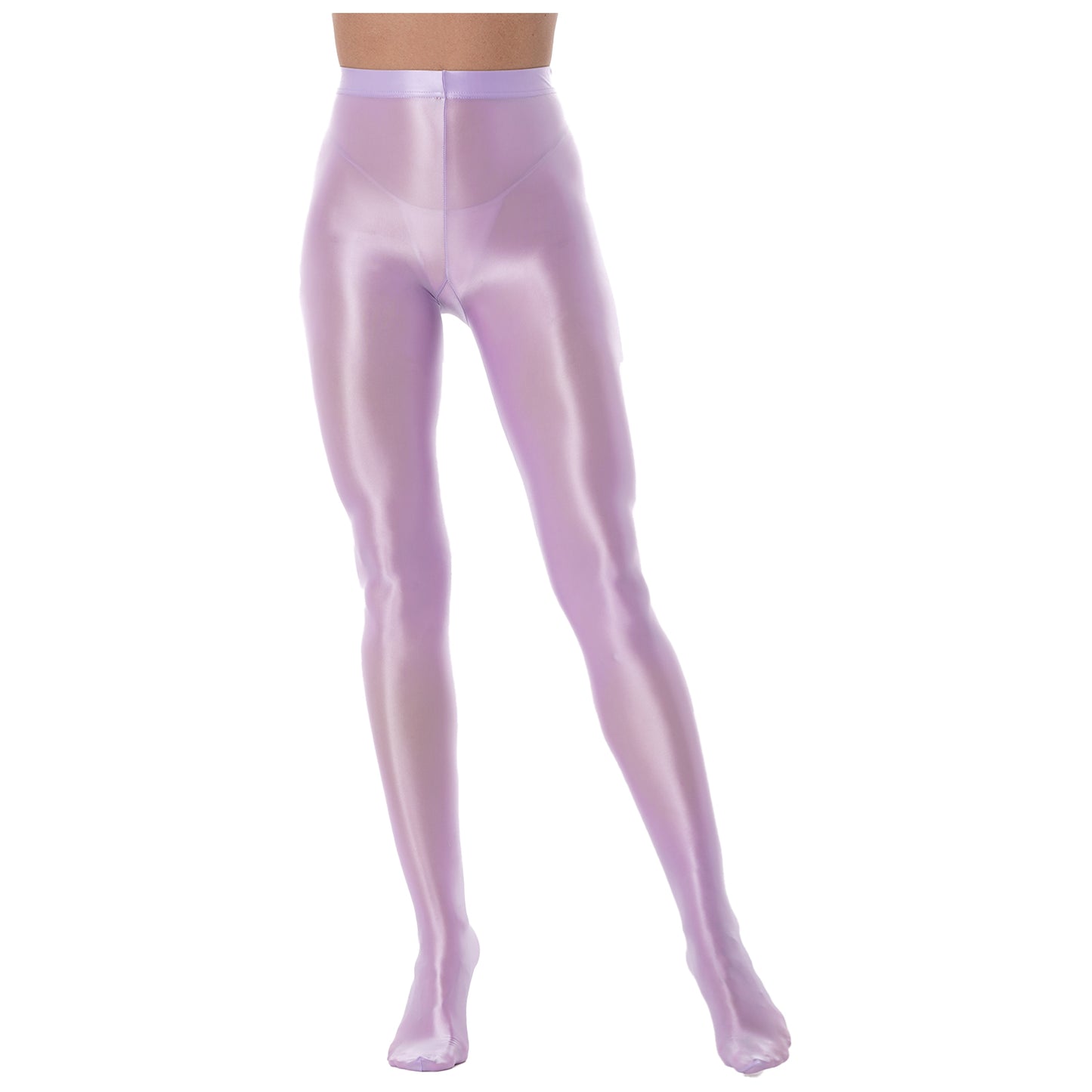 Women Glossy Solid Color Pantyhose High Waist Tights Stockings Footed Leggings