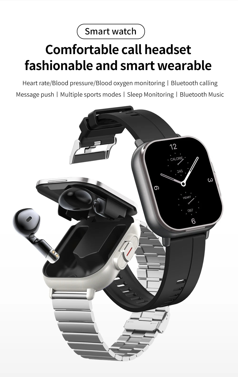 2026 New Smart Watch TWS 2-in-1 Bluetooth Earphones HIFI Sound Quality GPS Heart Rate Bluetooth Call For Men Women Smartwatches
