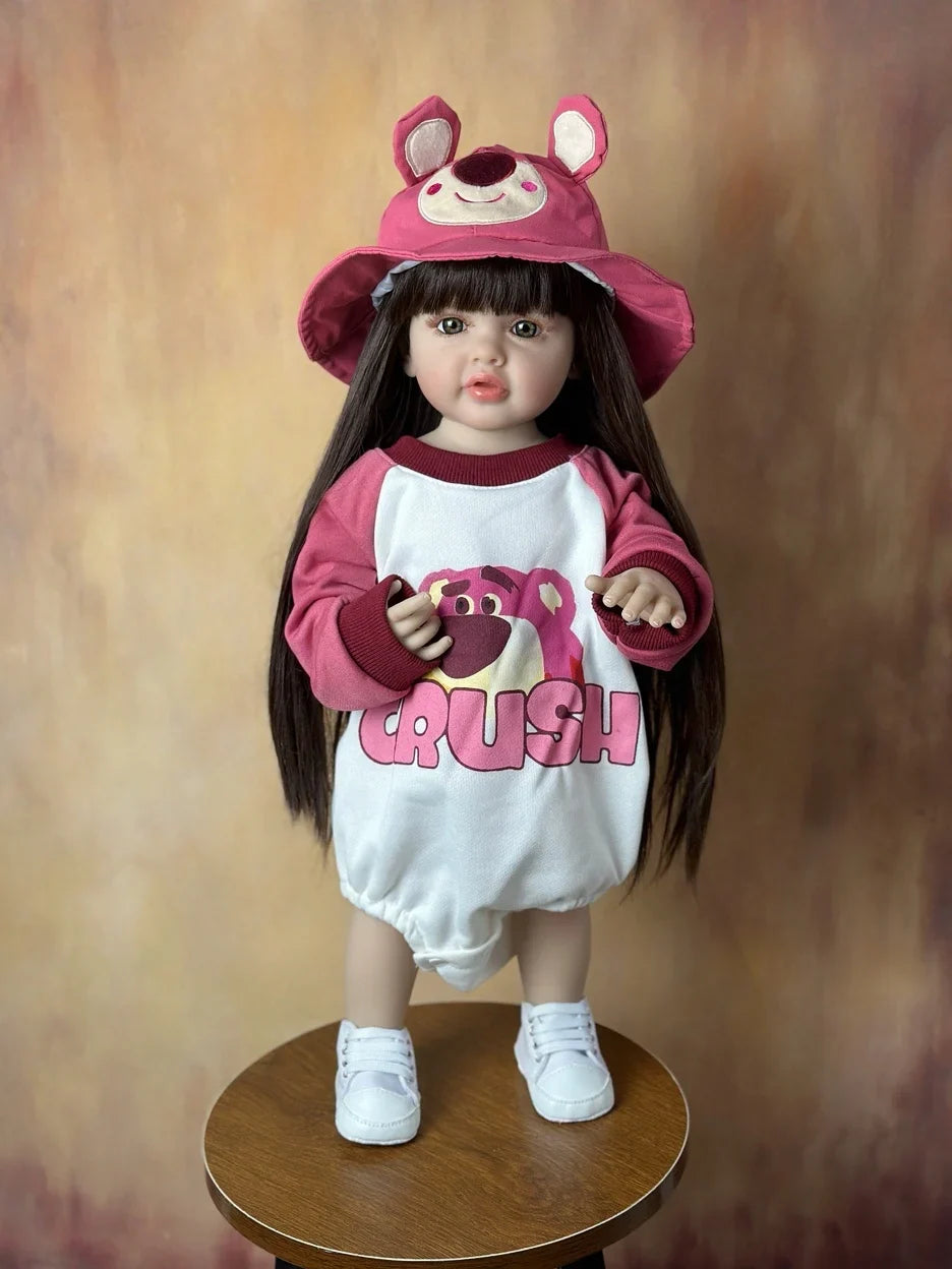 BZDOLL 55CM 22Inch Can Stand Reborn Baby Lifelike Girl Doll Full Soft Silicone Body Princess Toddler Bebe Birthday Gift
