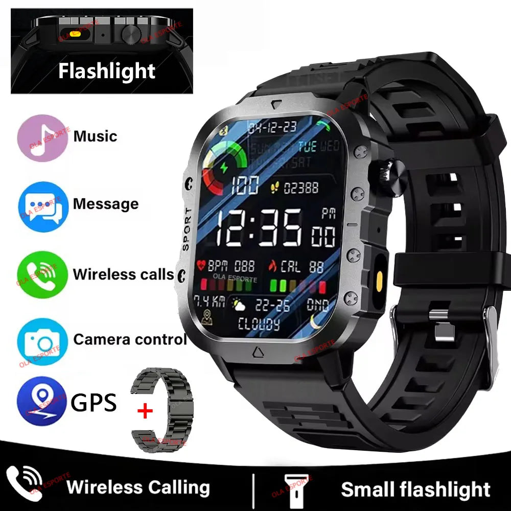 EGC+PPG GPS Sports Fitness Tracker Smartwatch Men 2.01Inch Touch Screen Health Monitoring Bluetooth Call Smart Watch For Android