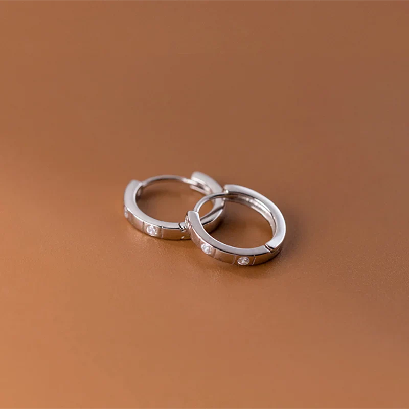 WANTME 925 Sterling Silver Statemnet Gold Plaid Simple Huggies Ear Buckles Elegant French Piercing Hoop Earring for Women Jewelr