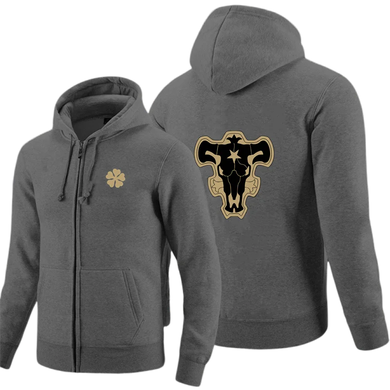 Fashion Casual Black Clover Black Bulls Zipper Hoodie Hip Hop Street Wear Sweatshirts Skateboard Men/Woman Pullover Hoodies