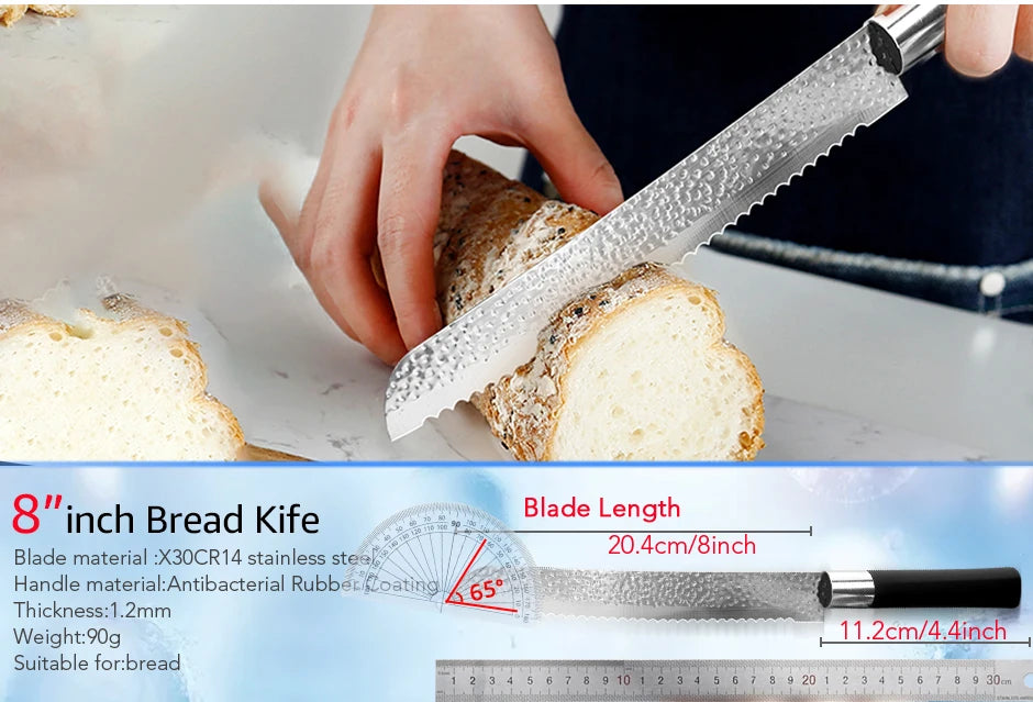 Kitchen Knife Chef Bread Slicer Utility Santoku 7CR17 440C Stainless Steel Non Stick