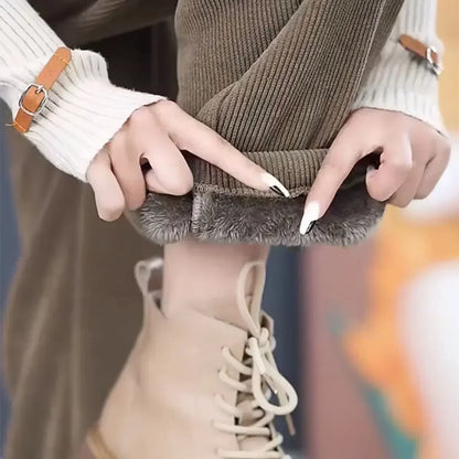 Thickened and Padded Corduroy Pants Women New Women's Loose Bunched Feet