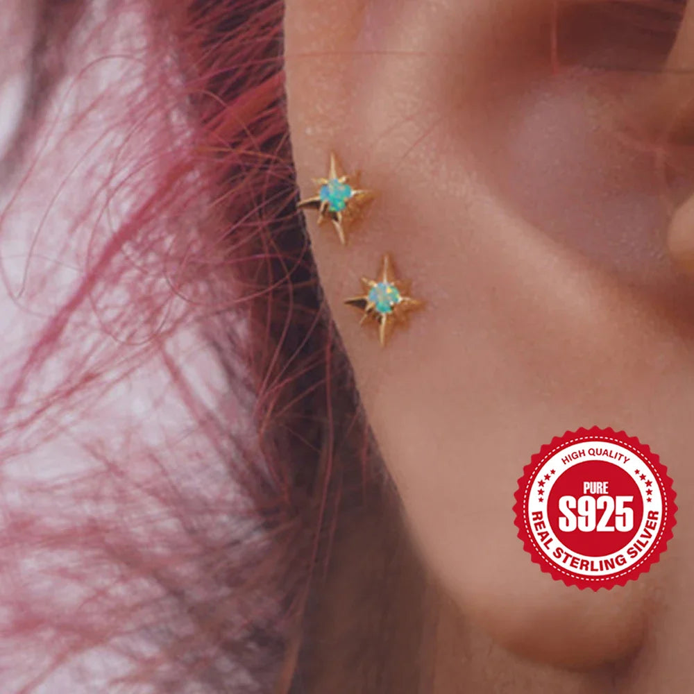 ROXI 925 Sterling Silver White Zircon Opal Earrings For Women Girl Wedding Engagement Jewelry Delicate Ear Buckle jewelry