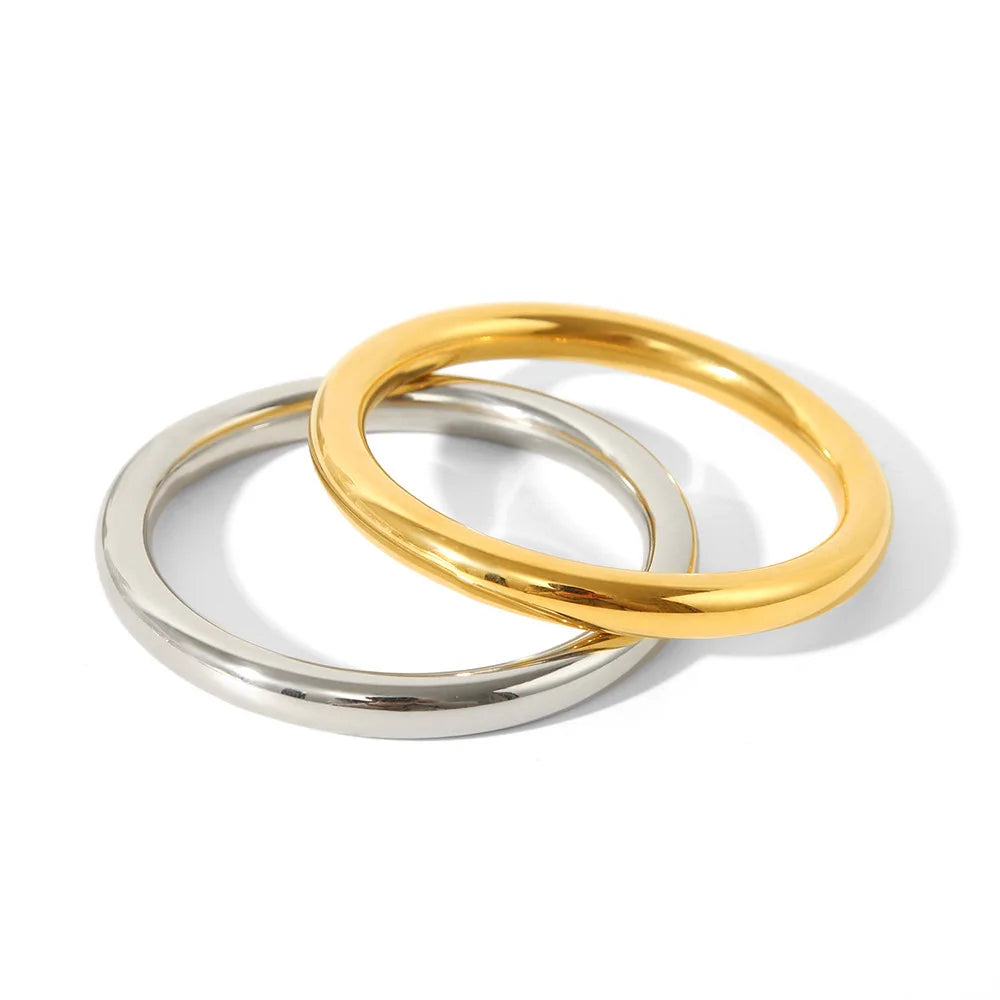 Yhpup 65mm Polished Textured Waterproof Stainless Steel Big Bracelet Bangle Statement Glossy Minimalist Jewelry High Quality