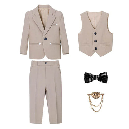 Children Boy Elegant Gray Blue Wedding Suit Teenager Boy Formal Khaki Suit Set Kids Boys Slim Fit Suit Suit For Children Wedding