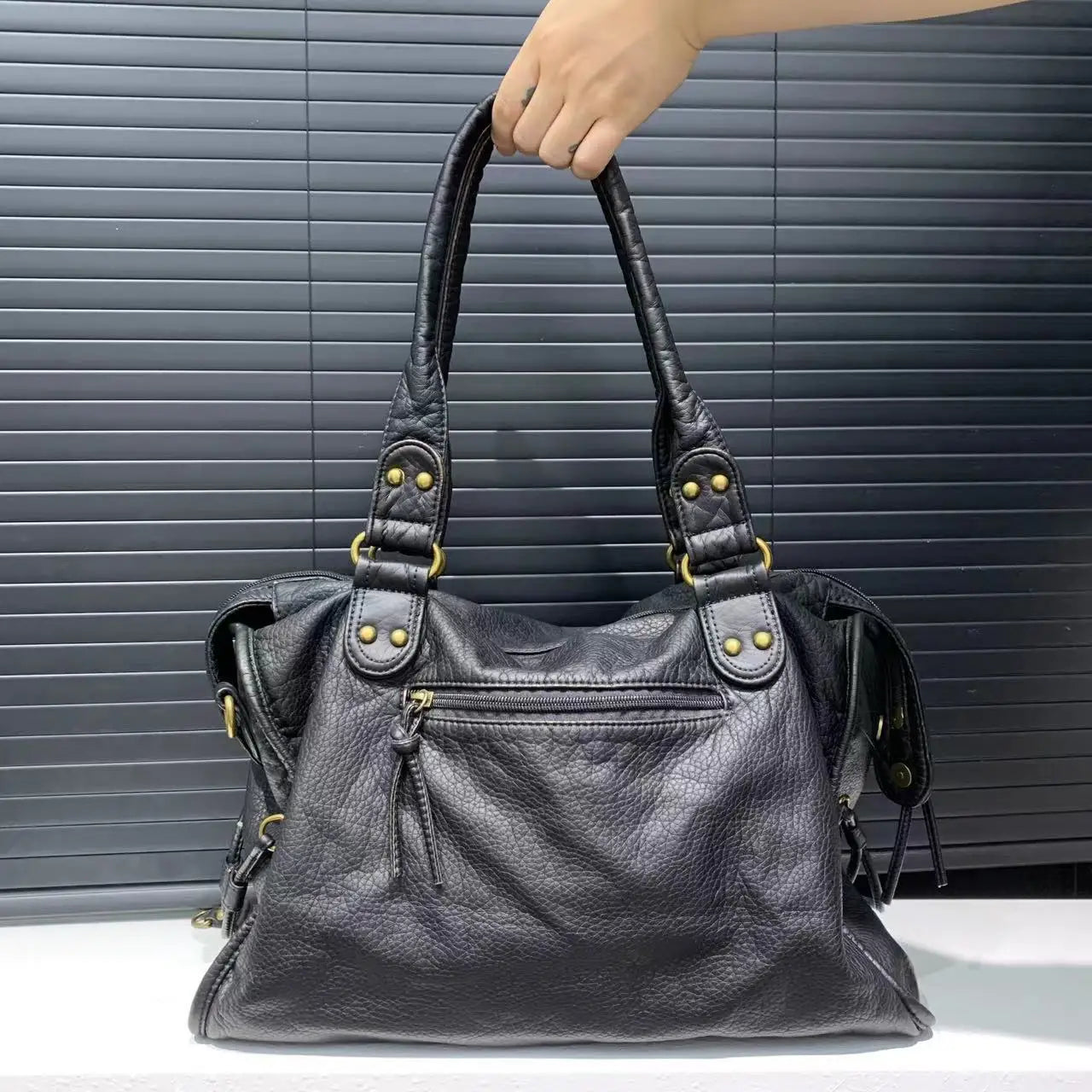 Y2K Spicy Girl One Shoulder Crossbody Bag Vintage Washed Leather Soft Leather