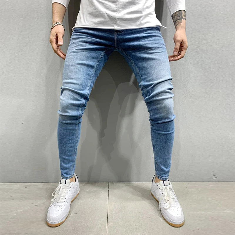 SKinny Jeans Solid Color Slim Fit Casual Pants Fashion Mens Designer