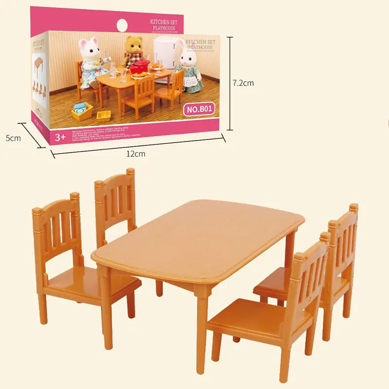 Forest Family Reindeer Rabbit Panda Animal Simulation Dollhouse Furniture Toy Set House Accessories Christmas Gifts for Kids