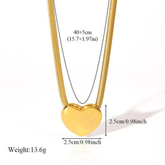 316L Stainless Steel Heart Love Pendant Necklace For Women Fashion 18K Gold