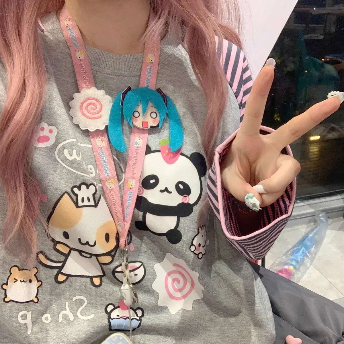 Y2k Harajuku Kawaii Striped Hoodie Women Japanese Fashion Patchwork