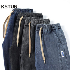 Jeans For Men Loose Fit Joggers Pants Oversize Baggy Pants Harem Wide Leg Elastic