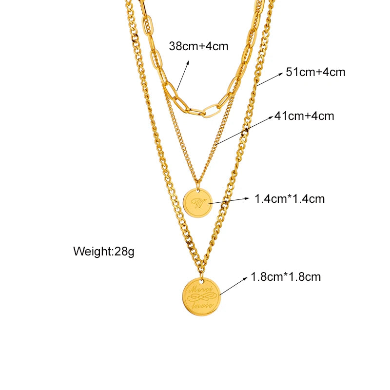 Stainless Steel Geometry Star Moon Butterfly Pendant Multilayer Chain Choker Necklace