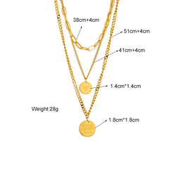 Stainless Steel Geometry Star Moon Butterfly Pendant Multilayer Chain Choker Necklace