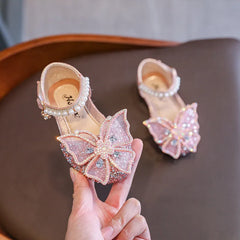 Fashion Bow Princess Shoes Baby Soft Sole Bright Diamond Dance Shoe