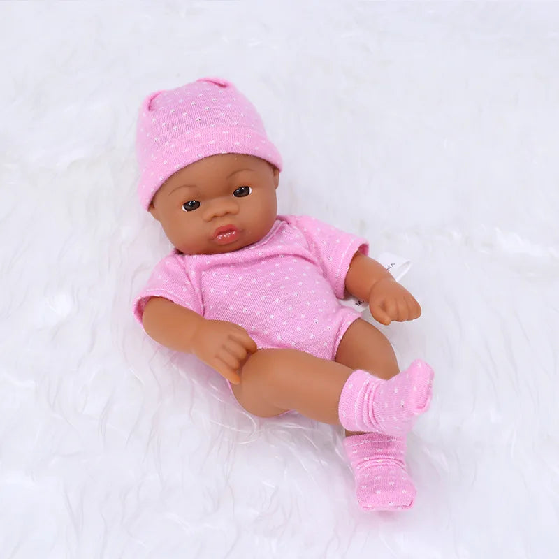 Black Reborn Dolls African Reborn Baby Doll 20cm Dolls Baby Reborn Baby Doll Toys Soft Touch High Quality Doll for Children Toys