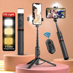 Portable Wireless Bluetooth Phone Telescopic Selfie Stick Tripod