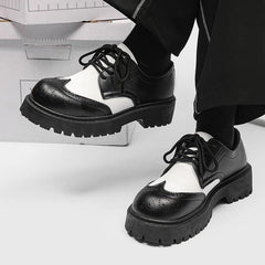 STRONGSHEN Men Casual Fashion Shoes Handmade Carving Brogue Leather Business
