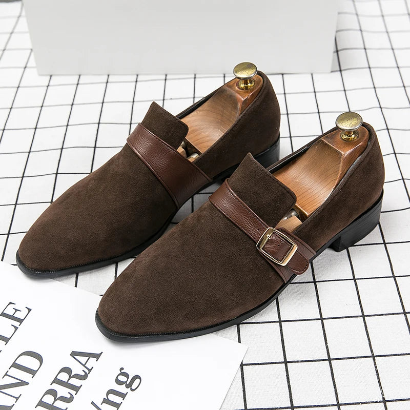 Golden Sapling Businessmen Shoes Office Formal Flats Men's Wedding Shoes Dress Loafers for Men Fashion Suede Leather Moccasins