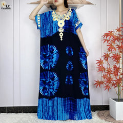 Abaya African Women Dashiki 100% Cotton Floral Casual Dress