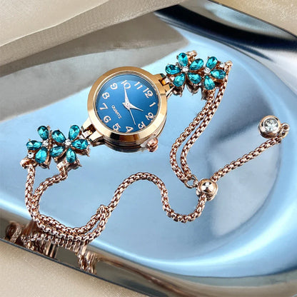Live burst new diamond set flowers color diamond simple fashion pull bracelet watch women's watch