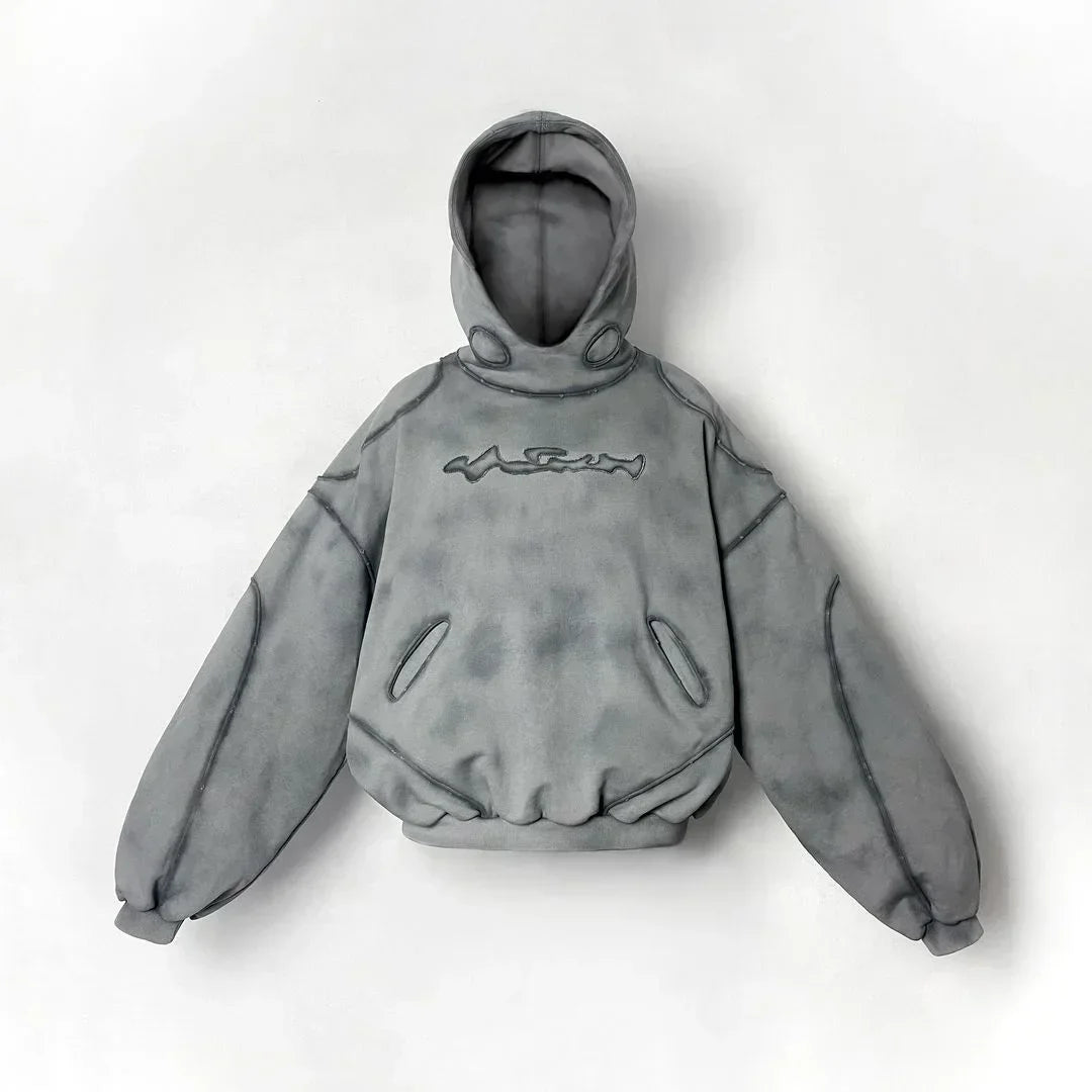 Y2k Streetwear Hoodie Gothic Retro Three Dimensional Line Hooded Sweatshirt