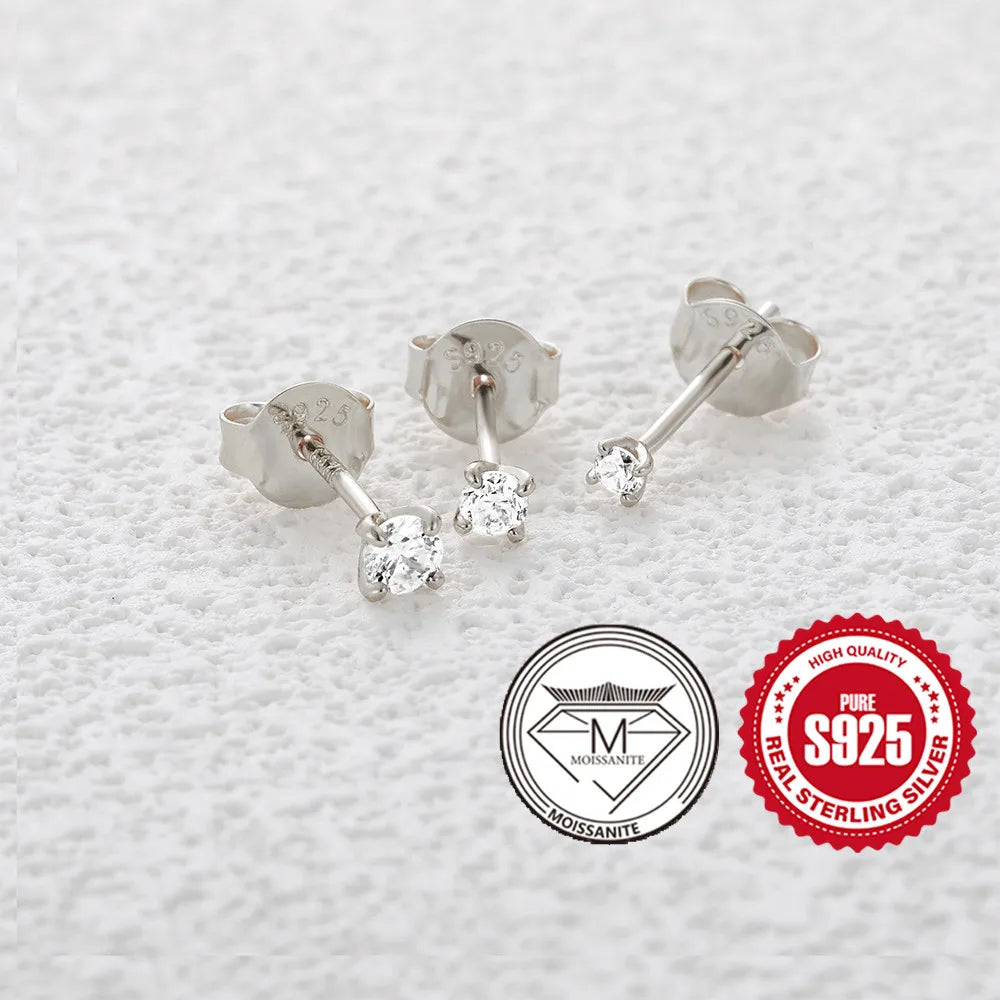 CANNER 0.5-1.2 Carat D Color Moissanite Ear Stud Earrings For Women 925 Sterling Silver Sparkling Piercing Earring Fine Jewelry