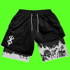 Y2K Summer Men Streetwear Anime Berserk Oversize Active Athletic Gym Short Pants