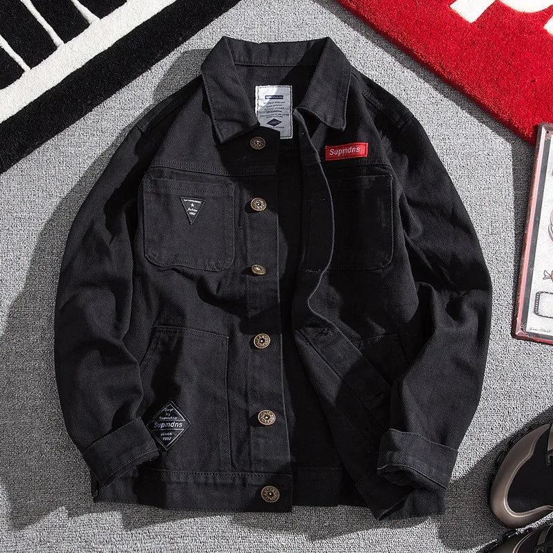 Denim jacket 2021 autumn winter American tooling jacket Korean streetwear